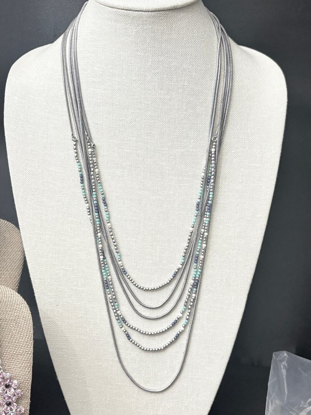 Premier Designs Layered Beaded Chain Necklace NIB